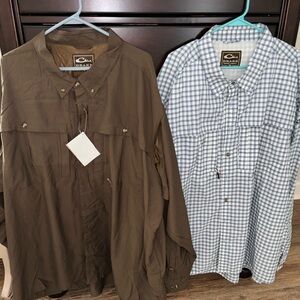 Drake Men's Button-Up Shirts - Brown and Blue Checkered😎 Bundle of 2